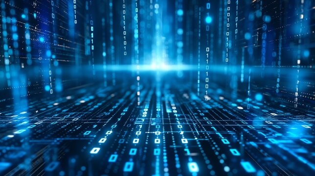 Abstract binary code stream. computer matrix background