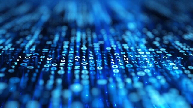 Abstract binary code stream. computer matrix background