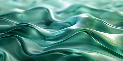 Obraz premium The image is a green wave with a shiny, reflective surface