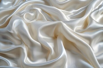Obraz premium Luxurious Cream Satin Fabric with Elegant Drapes and Soft Texture
