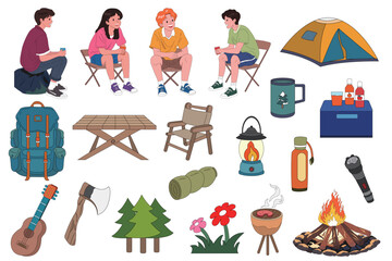 set of camping illustration © aike