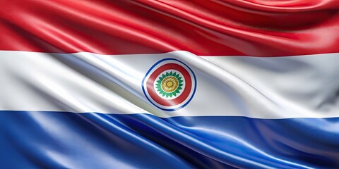 render of Paraguay flag with realistic texture effect, Paraguay, flag,render, design, symbol, national, South America, red