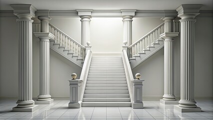 Obraz premium Staircase columns without background , , stairway, architecture, interior design, modern, minimalism