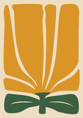 Retro vector groovy wall art poster design. Flower and botanicals poster