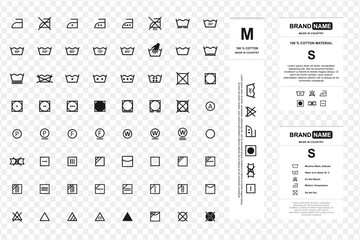 t shirt tags and Clothes care symbols Vector
