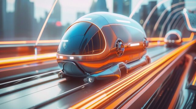 A hyperloop capsule whisks passengers through a network of underground tunnels at incredible speeds, connecting cities across the globe.