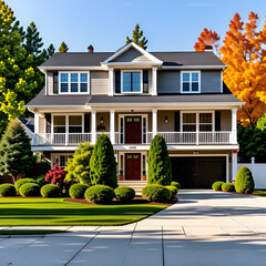 멋진 대 저택의 전경