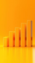A vibrant, sleek bar graph displayed against a bright orange background, symbolizing growth and success in business.