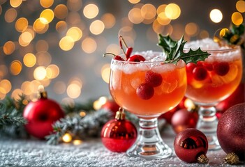 Christmas Mocktails with Holiday Decorations