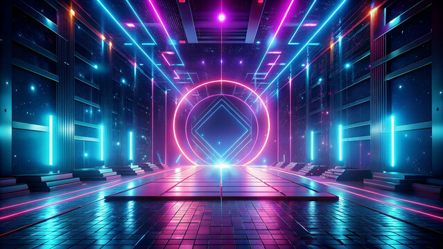 Neon ligth 3d technology abstract neon AI