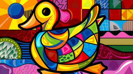 Fototapeta premium Abstract duck design, wallpaper, the animals with many abilities including walking, swimming and flying