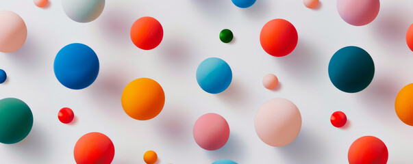 Colorful 3D spheres floating against a white