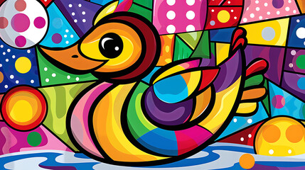 Obraz premium Abstract duck design, wallpaper, the animals with many abilities including walking, swimming and flying