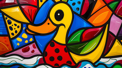 Abstract duck design, wallpaper, the animals with many abilities including walking, swimming and flying