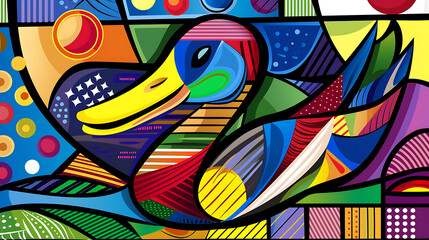 Obraz premium Abstract duck design, wallpaper, the animals with many abilities including walking, swimming and flying