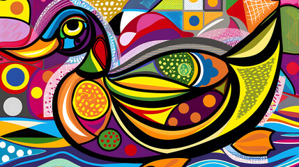 Obraz premium Abstract duck design, wallpaper, the animals with many abilities including walking, swimming and flying