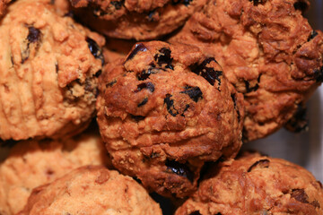 Homemade oat cookies with raisins and cranberries
