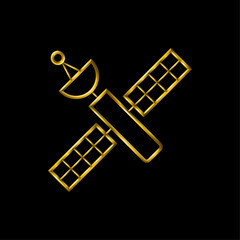 Satellite icon. Metallic gold icons set collection.	