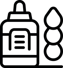 Obraz premium Line icon of a beauty product bottle with a pipette dropper and bubbles, evoking skincare and cosmetics