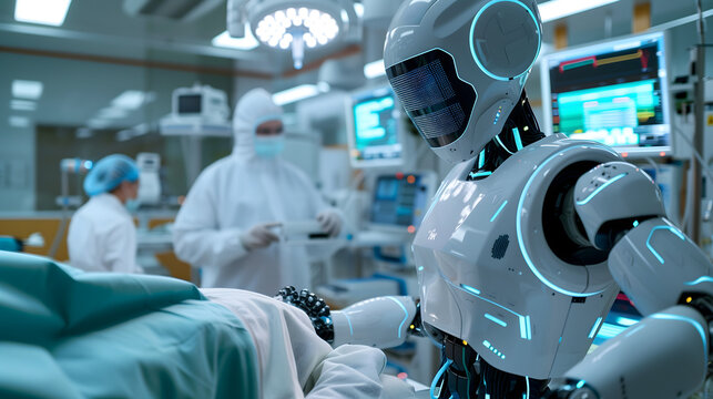 Robot m&eacute;dico en una cirug&iacute;a en un quir&oacute;fano moderno