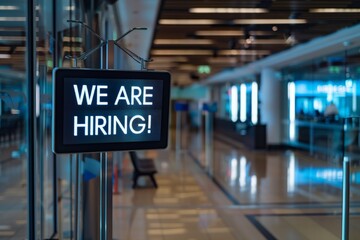 Fototapeta premium WE ARE HIRING on a digital screen