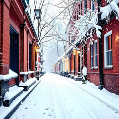 눈내린 도시의 거리