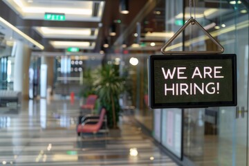 Fototapeta premium WE ARE HIRING on a digital screen