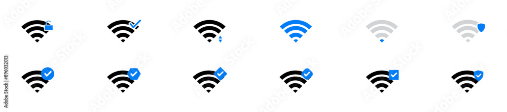 Poster wi-fi and good wireless connection icon. icons of good, strong internet connection status. good wi-f