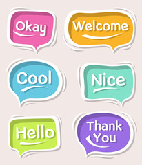 Colorful clouds speech bubbles with expressions	