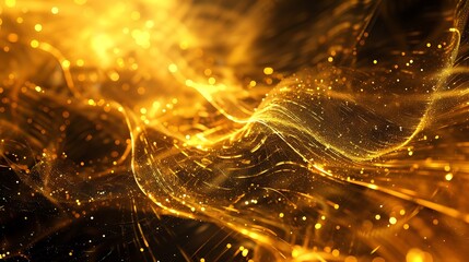Abstract gold light threads background