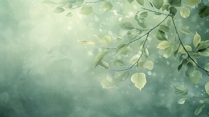 Naklejka premium leaves gracefully hanging from the top of the frame with bokeh background 