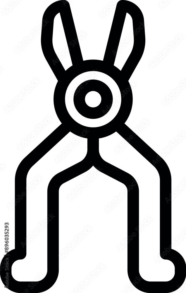 Poster simple line icon of pliers holding a round object, suggesting a tool in use