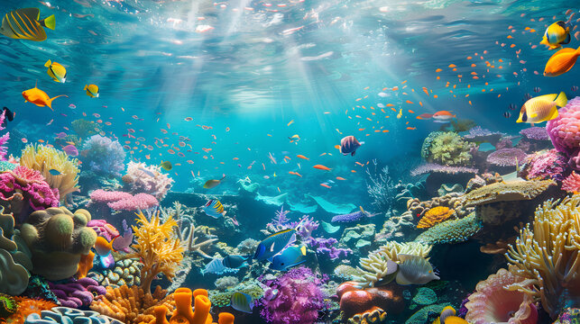 Tropical underwater landscape background illustration