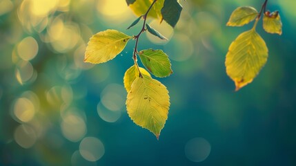 leaves gracefully hanging from the top of the frame with bokeh background 