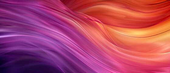 Fototapeta premium Vibrant abstract wave design with flowing purple, red, and orange gradients, creating a dynamic and colorful background.