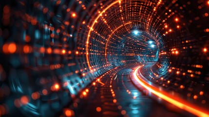 Obraz premium Futuristic Tunnel with Neon Lights.