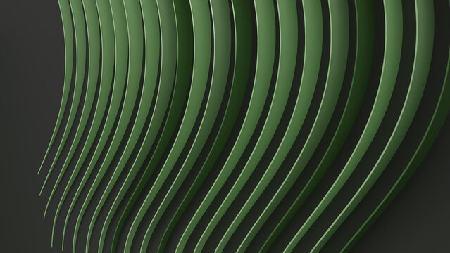 Fondo de patr&oacute;n de ondas en color verde. Render 3D minimalista.