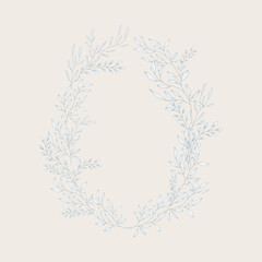 wedding leaf wreath hand drawn ornament