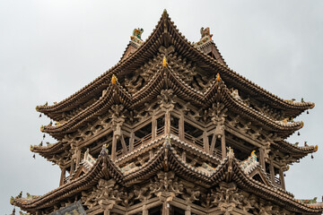 Shanxi Yuncheng Feiyun Tower, Chinese Tourist Attraction, All-Wood Pavilion