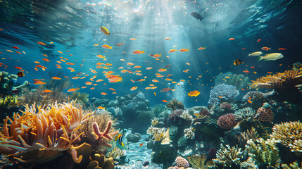 Naklejka premium Underwater environment showcasing background illustration