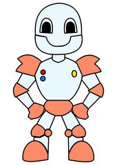 Cheerful cartoon robot with orange armour vector image