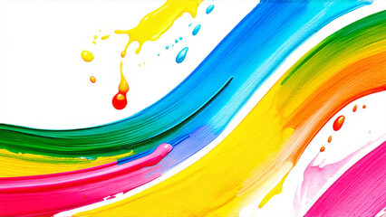 Fototapeta premium Abstract splash background wave. Brush brushstroke color ribbon paint stroke flow shape wavy design paintbrush pen fluid rainbow element texture acrylic line