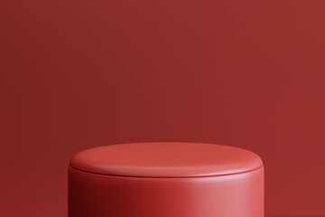 Product display red podium for product presentation. 3d rendering.