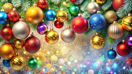 Christmas background with colorful balls, Christmas, background, balls, holiday, festive, decorations, ornaments, red, green