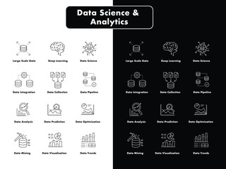 Data Science and Analytics Icons - Deep Learning, Data Trends, and Visualization Symbols