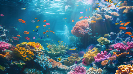 Naklejka premium Vibrant underwater scene background illustration