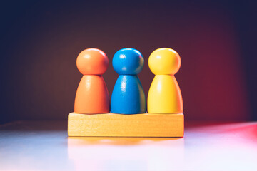 Closeup wooden people using as business relationship and soceity concept