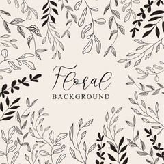 Fototapeta premium botanical leaf flower line art background