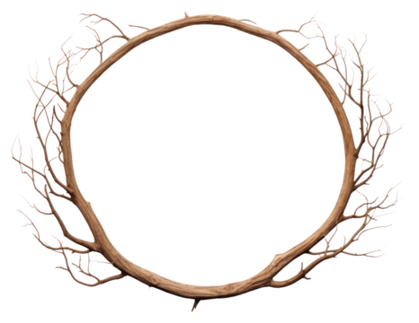 PNG  Tree branch circle wood white background. - Powered by Adobe