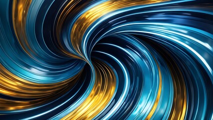 A spiral of blue and yellow colors with a gold hue